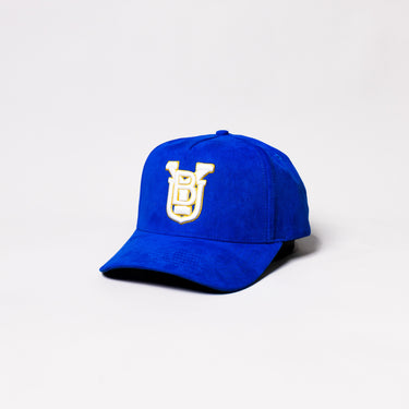 BYU Cougars Suede Hat Royal Blue White Gold Logo Snapback All-Suede BYU - Angled View