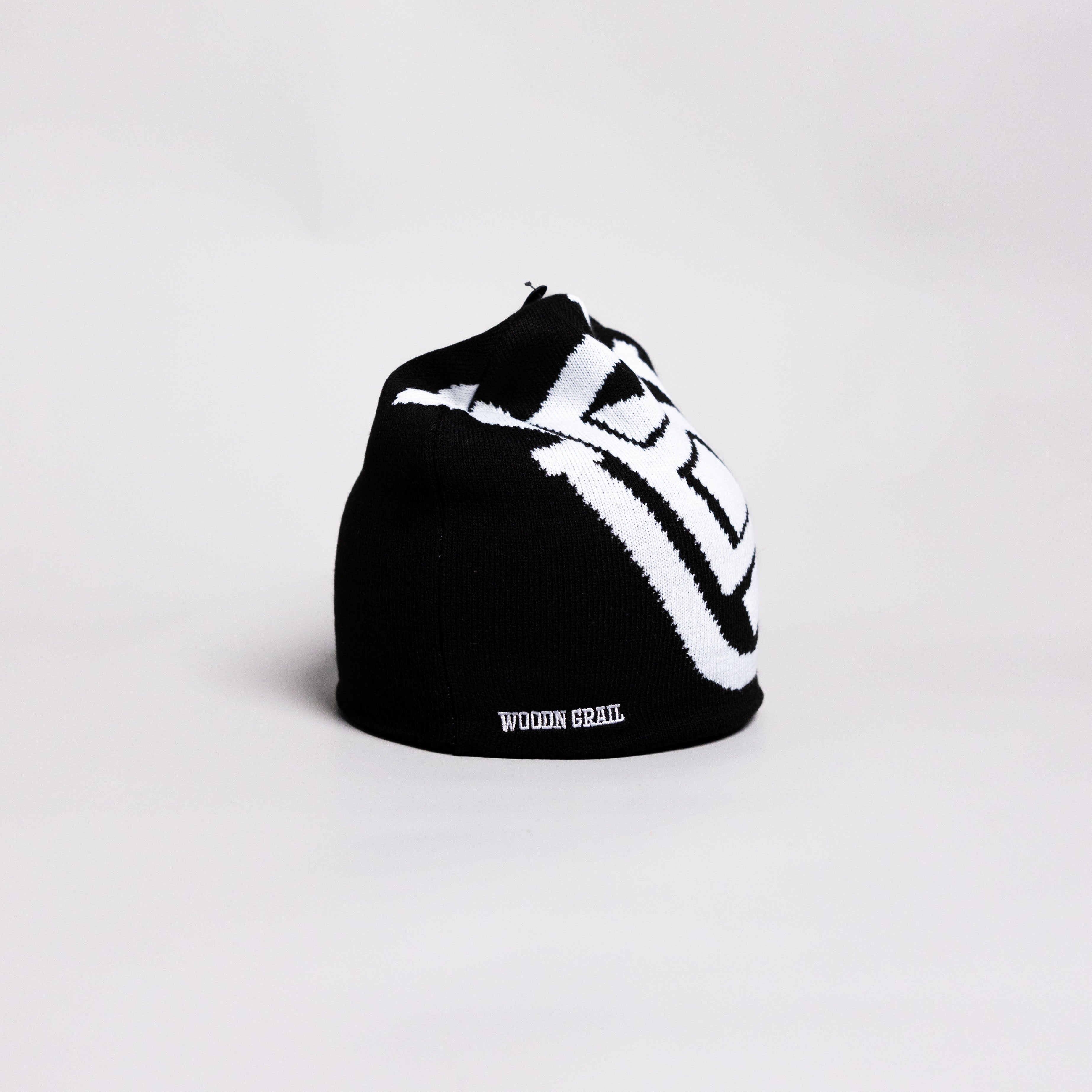 BYU Cougars Tilt Beanie Black & White Block B Knit - Back View