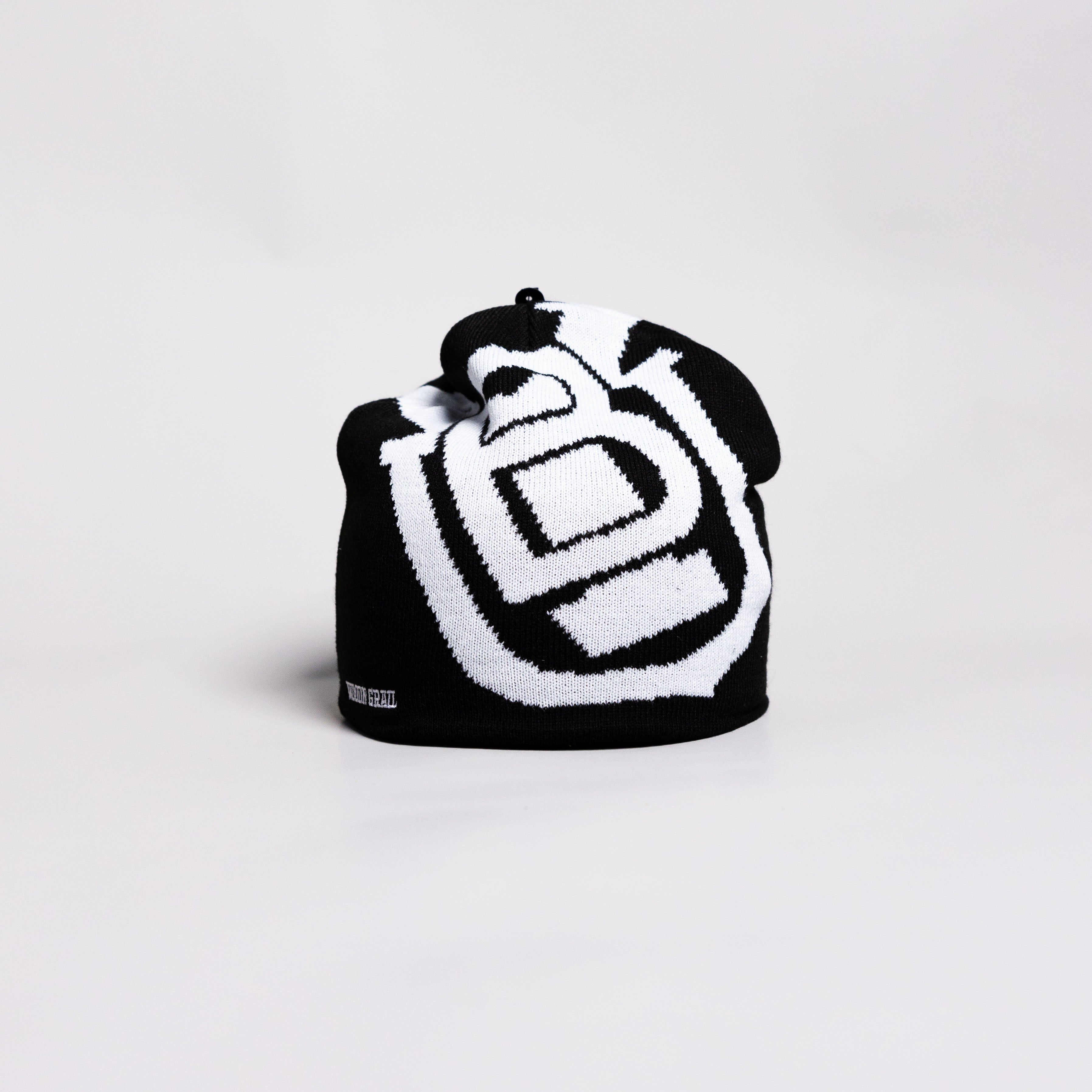BYU Cougars Tilt Beanie Black & White Block B Knit - Front Panel