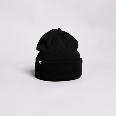 BYU Cougars Tilt Beanie Black & White Block B Knit - Plain Black Cuffed View