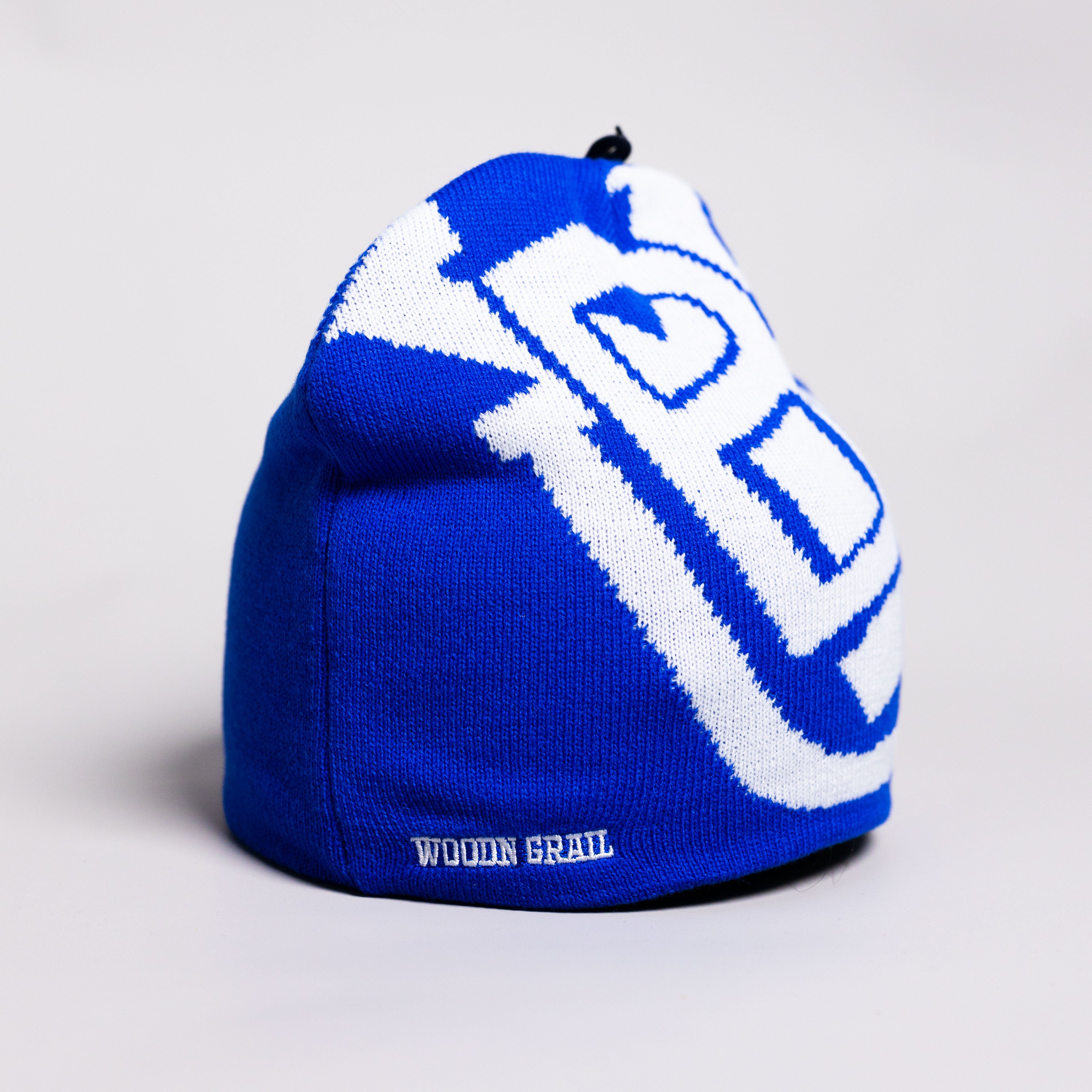 BYU Cougars Tilt Beanie Royal Blue & White Block B Knit - Angled View