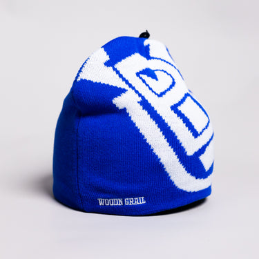 BYU Cougars Tilt Beanie Royal Blue & White Block B Knit - Angled View