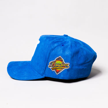 BYU OG Hat Blue Suede White Logo Snapback Brigham Young University - Side Patch