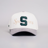 Cream & Grey Michigan State Spartans Snapback Hat Block S & Suede Brim - Front Panel