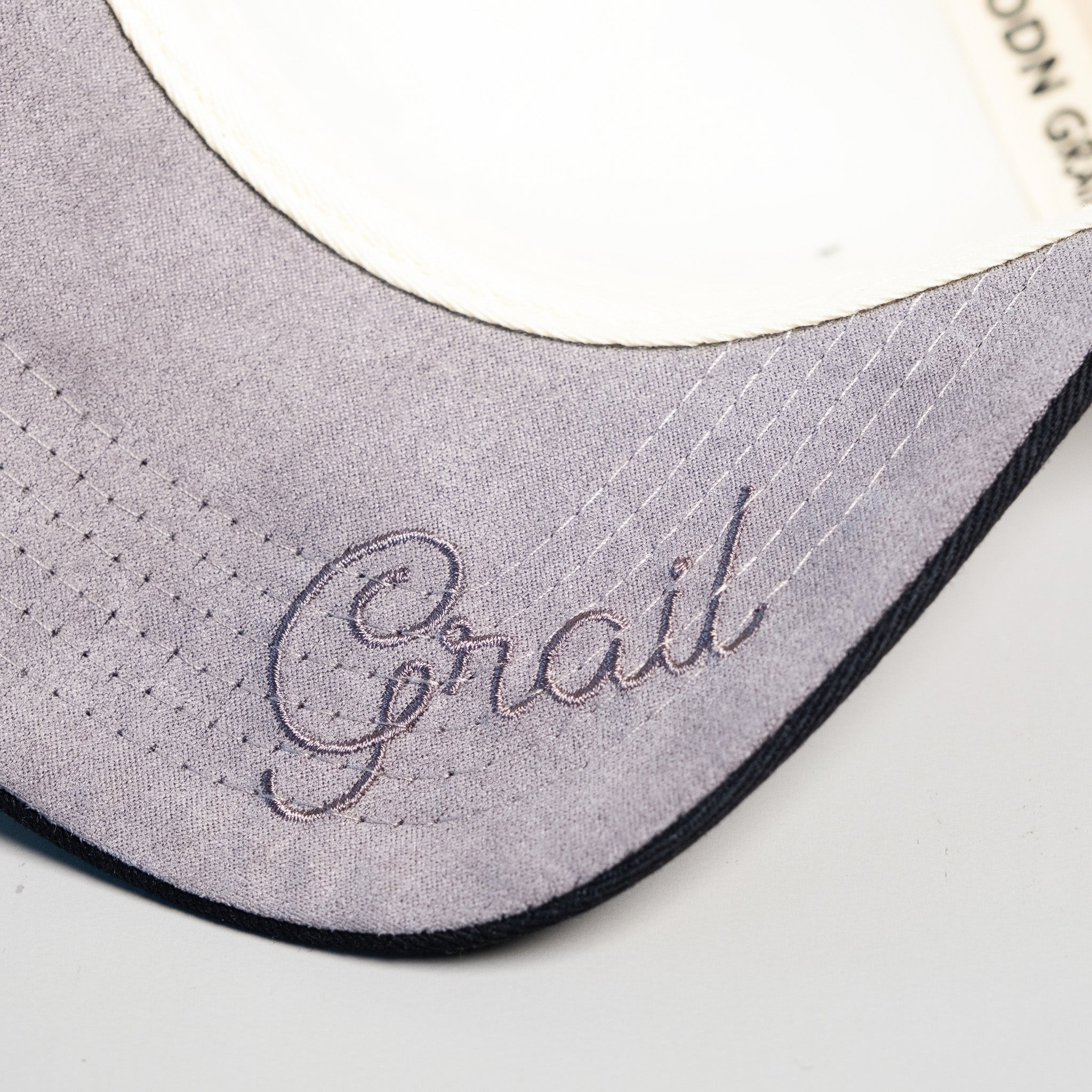 Dad State University Hat Cream Black Snapback - Underbrim Detail