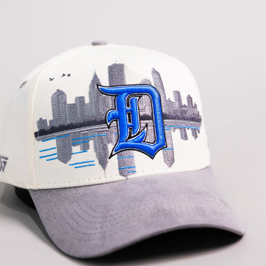 Detroit Hat Cream & Grey Suede Skyline 313 Snapback - Front Detail