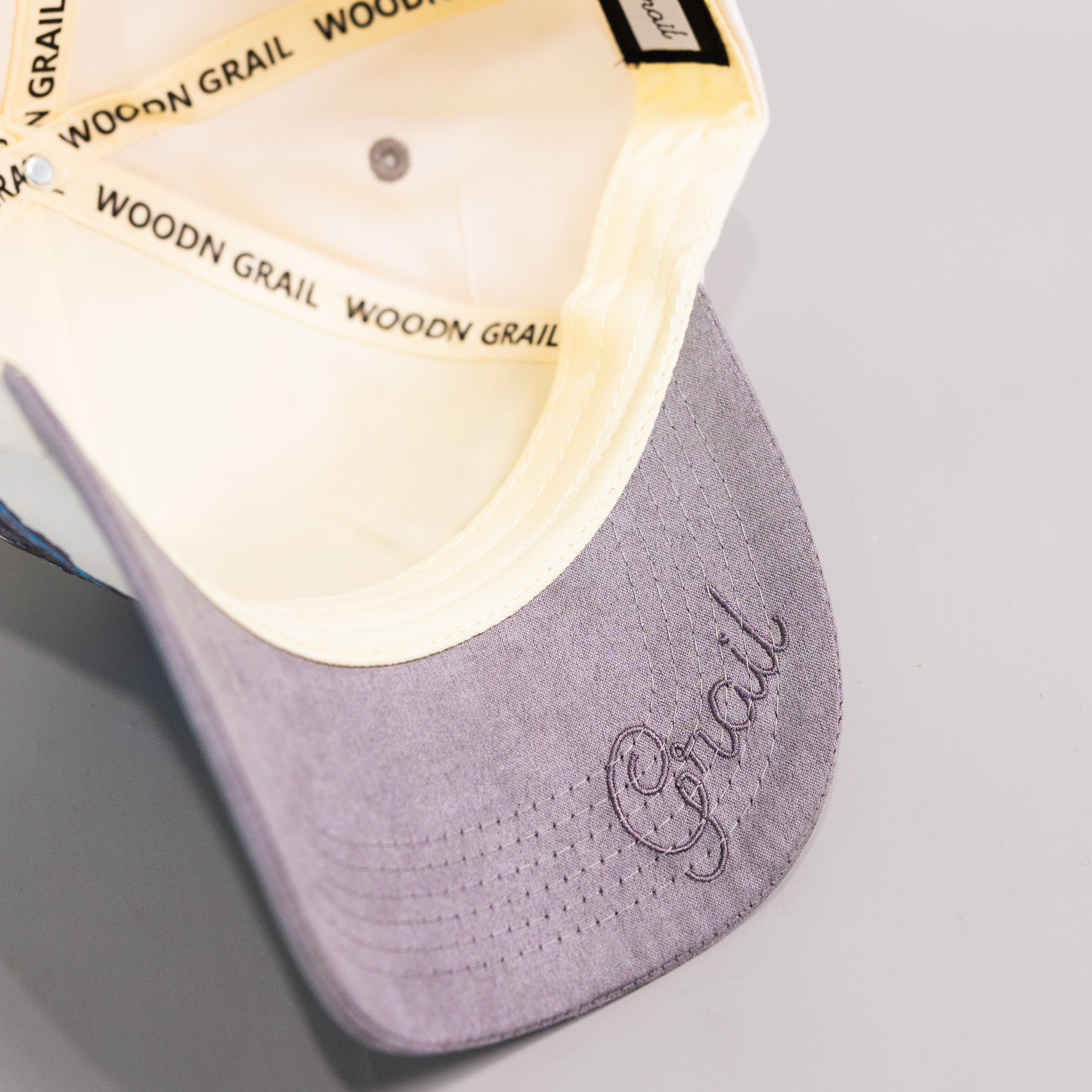Detroit Hat Cream & Grey Suede Skyline 313 Snapback - Underbrim Detail