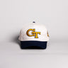 Georgia Tech Yellow Jackets Hat Cream & Navy Script Snapback - Front Panel