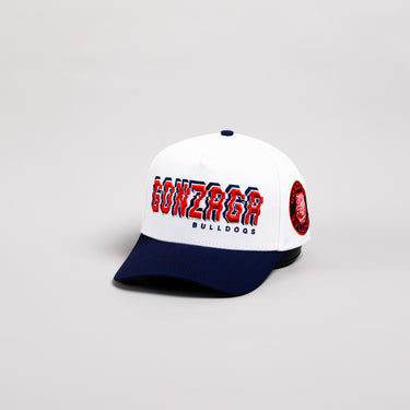 Gonzaga Bulldogs Hat White & Navy Corduroy Stadium Pulse Snapback - Angled View