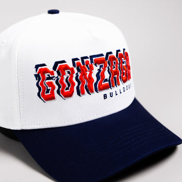 Gonzaga Bulldogs Hat White & Navy Corduroy Stadium Pulse Snapback - Front Detail