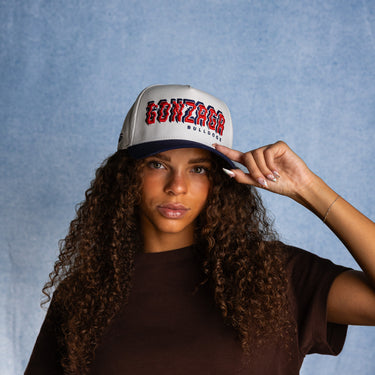 Gonzaga Bulldogs Hat White & Navy Stadium Pulse Snapback - On Model Lifestyle