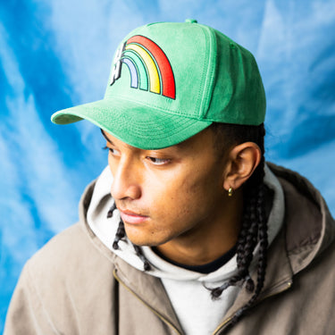Hawaii Rainbow Warriors Hat Green Suede Retro UH Snapback - On Model Lifestyle