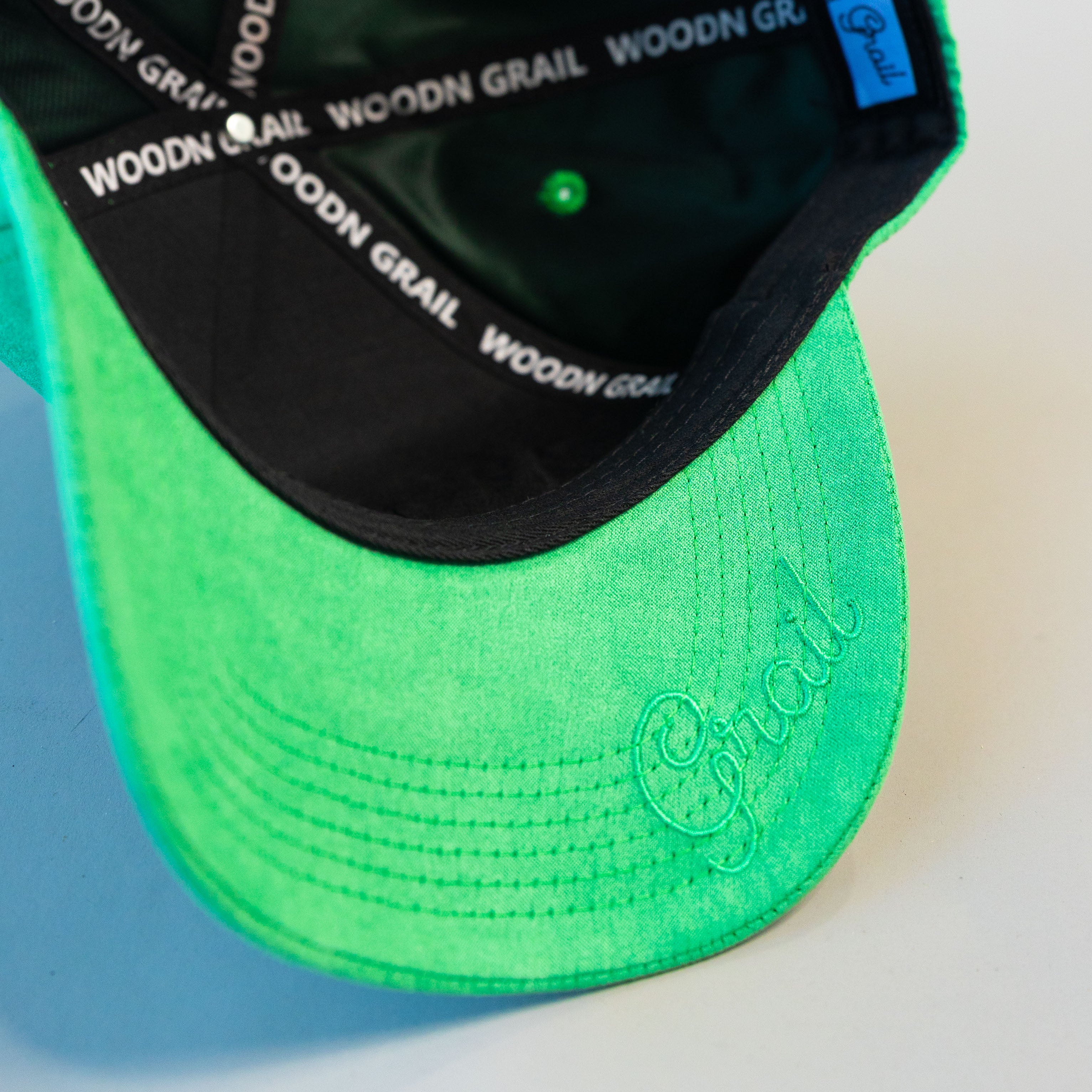 Hawaii Rainbow Warriors Hat Green Suede Retro UH Snapback - Underbrim Detail