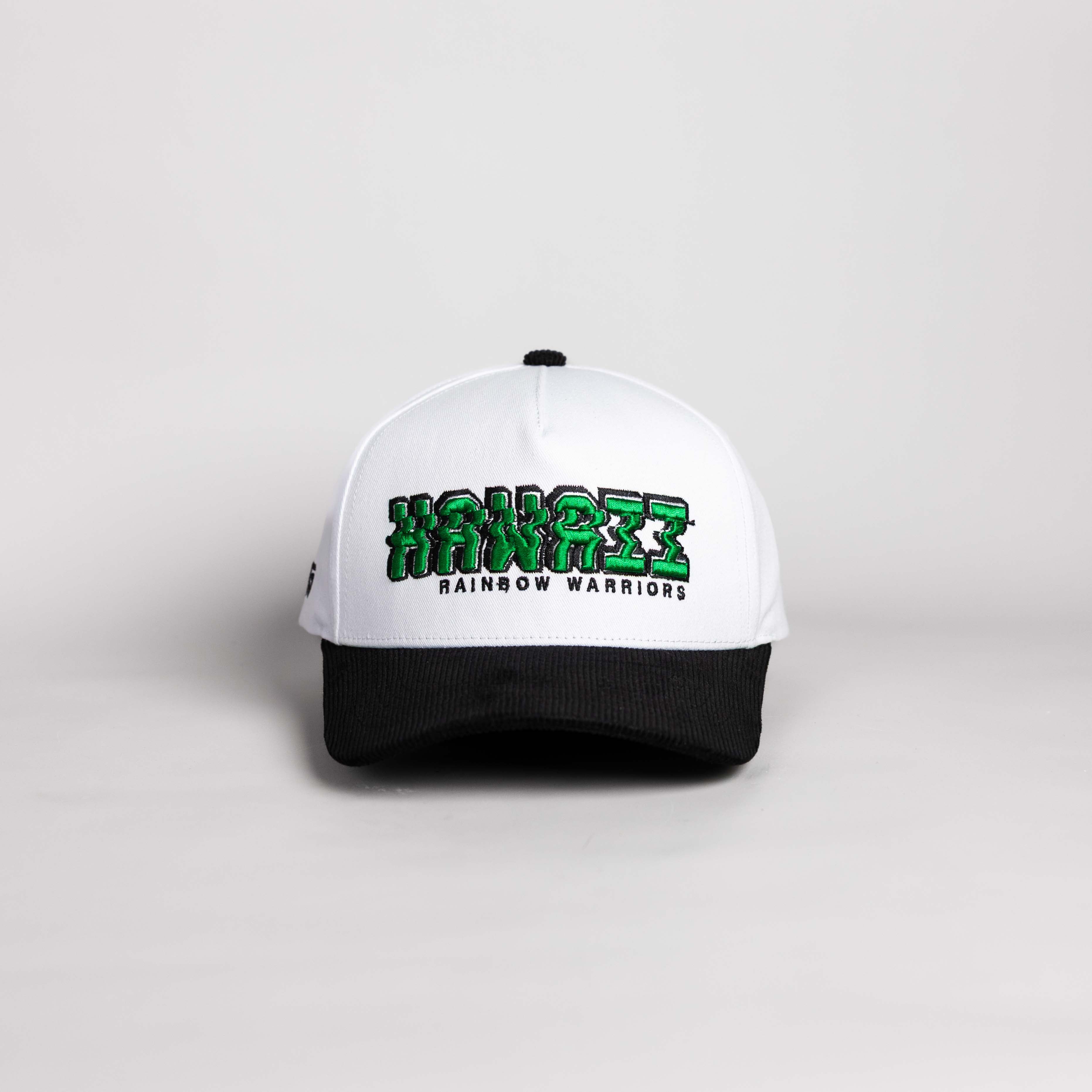 Hawaii Rainbow Warriors Hat White & Black Corduroy Stadium Pulse Snapback - Front Panel