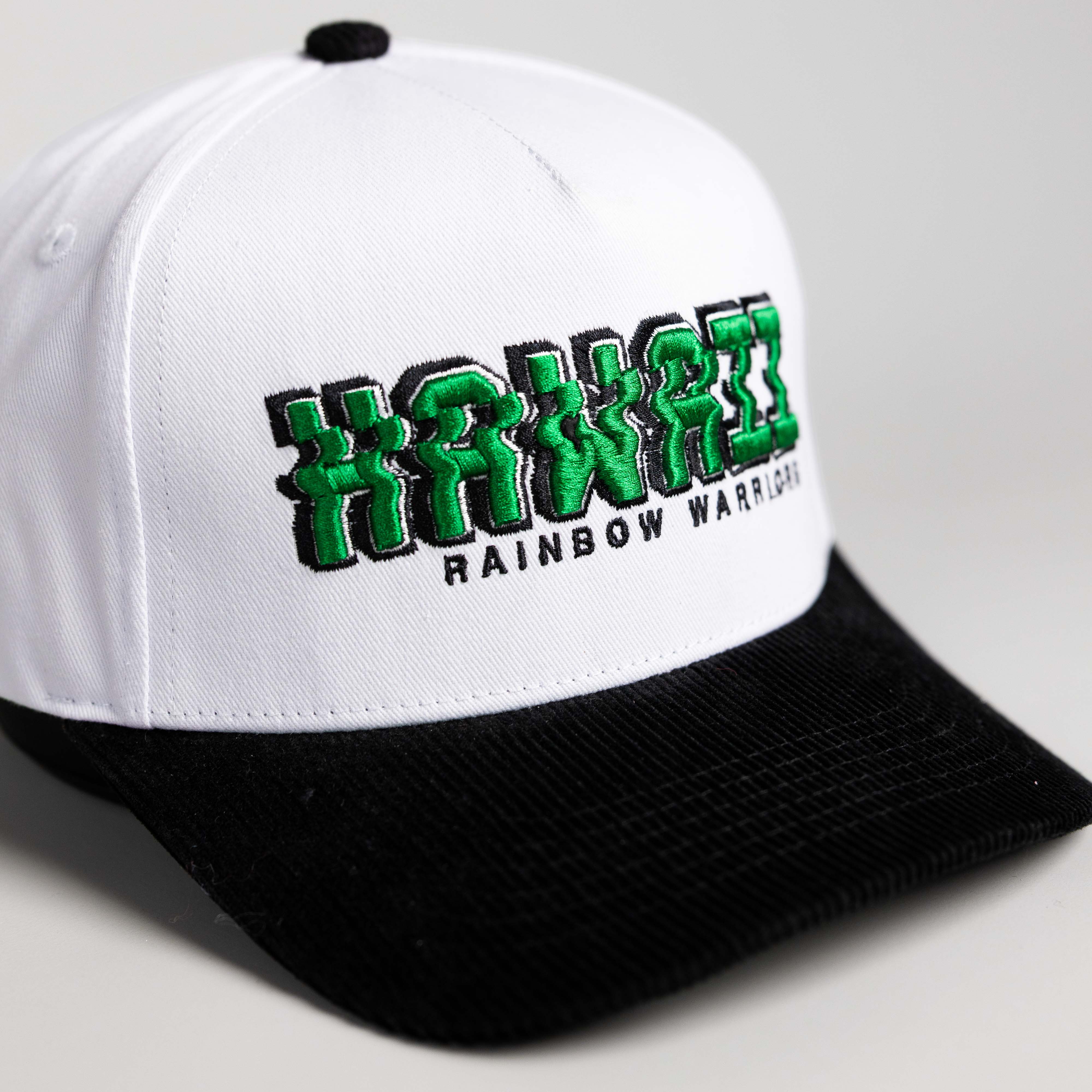 Hawaii Rainbow Warriors Hat White & Black Stadium Pulse - Angled View