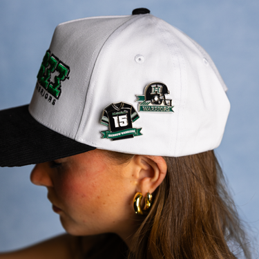 Hawaii Rainbow Warriors Helmet Pin Officially Licensed Collectible - On Model Lifestyle B