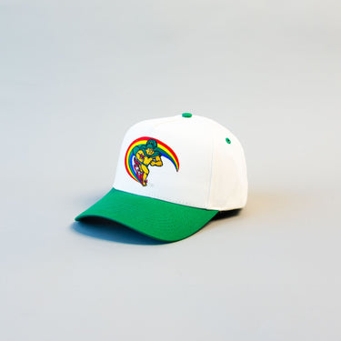 Hawaii Warriors Hat White Green Brim Rainbow Warriors Snapback UH College - Angled View