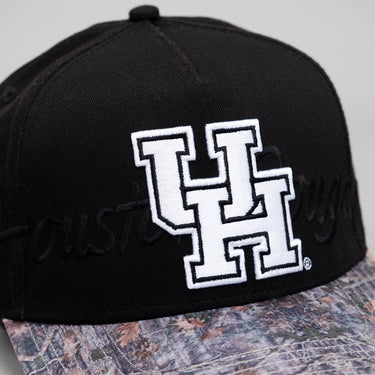Houston Cougars Camo Hat Black White UH Logo Snapback University Camo - Front Detail