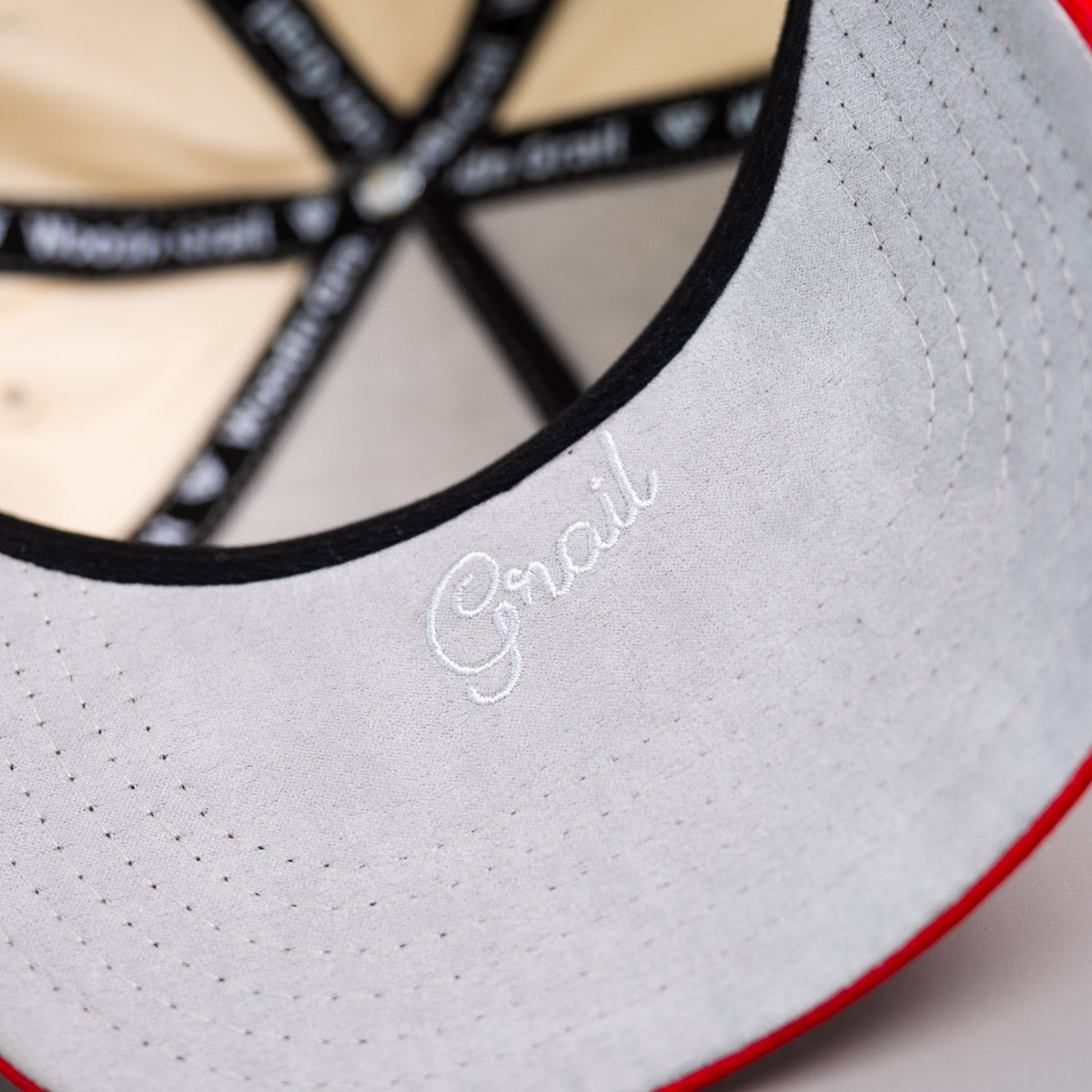 Houston Cougars Hat Cream & Red UH Script Snapback - Underbrim Detail