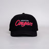 Houston Cougars Script Hat Black Corduroy Red Logo Snapback UH College - Front Panel