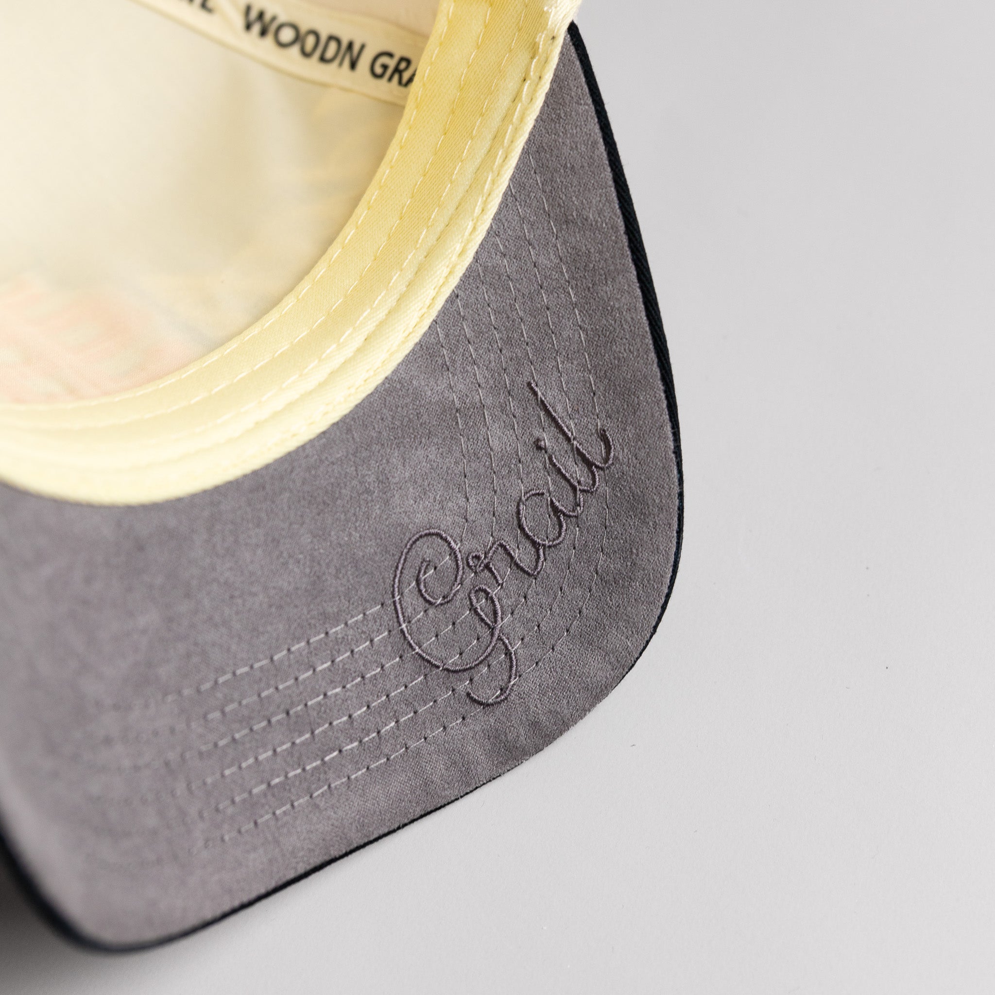 Idaho State Bengals Hat Cream & Black Stacked Script Snapback - Underbrim Detail