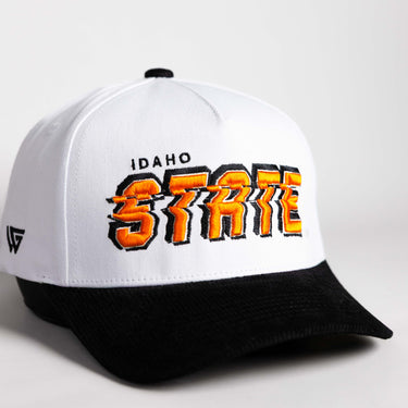 Idaho State Bengals Hat White & Black Corduroy Stadium Pulse Snapback - Angled View