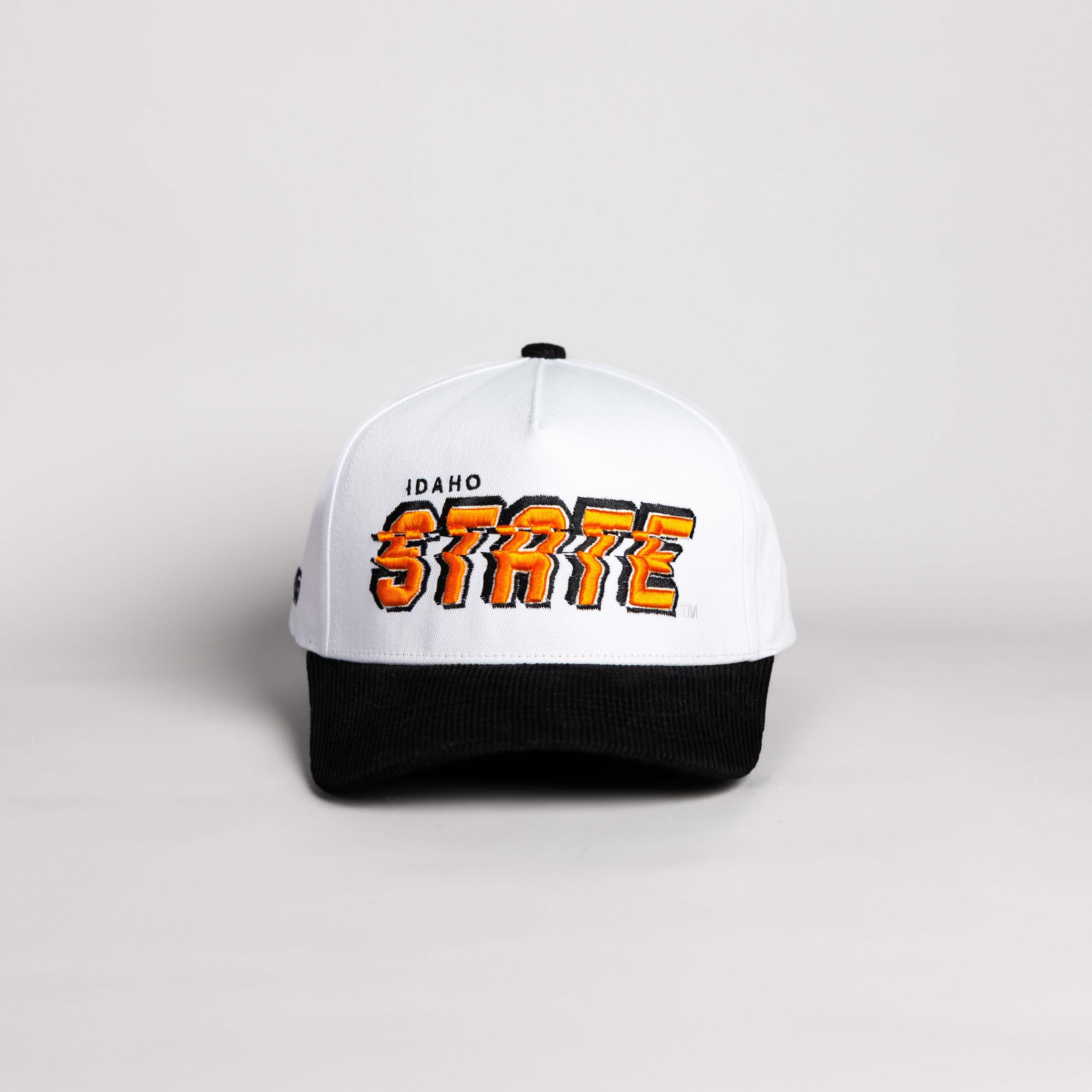 Idaho State Bengals Hat White & Black Corduroy Stadium Pulse Snapback - Front Panel