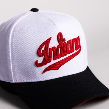 Indiana Hoosiers Hat White & Black Color Splash Snapback - Front Detail