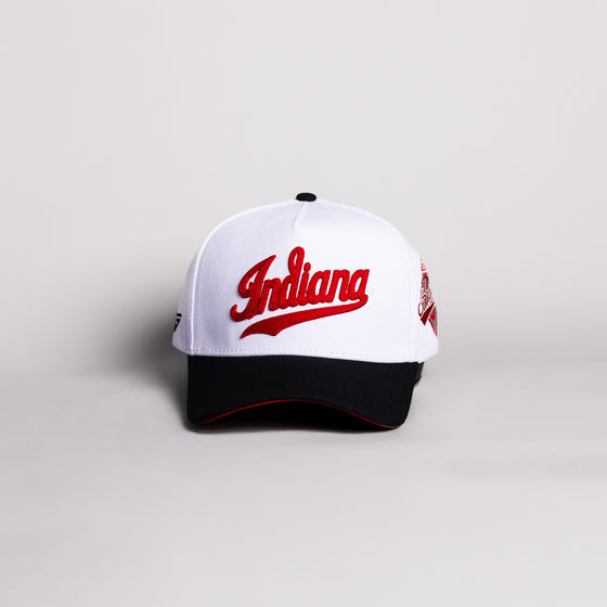 Indiana Hoosiers Hat White & Black Color Splash Snapback - Front Panel