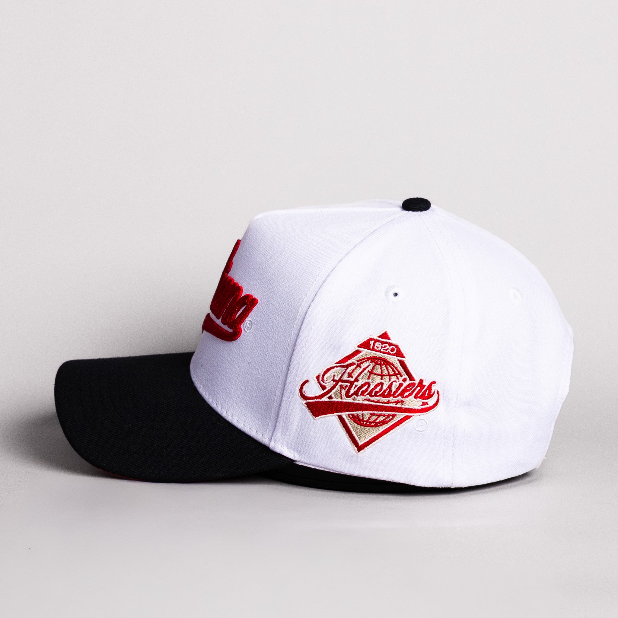 Indiana Hoosiers Hat White & Black Color Splash Snapback - Side Patch