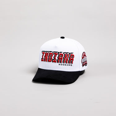 Indiana Hoosiers Hat White & Black Corduroy Stadium Pulse Snapback - Angled View