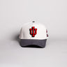 Indiana Hoosiers IU Trident Hat Cream Cotton Charcoal Brim Hoosier Pride Patch Snapback - Front Panel