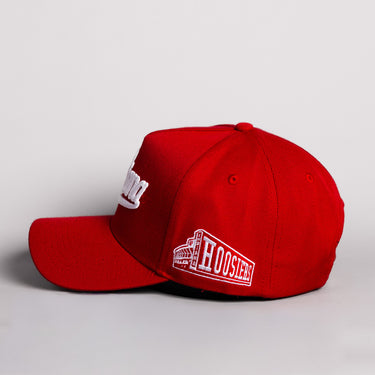 Indiana Hoosiers Script Hat All Crimson Hoosiers Pennant Patch Snapback - Side Patch