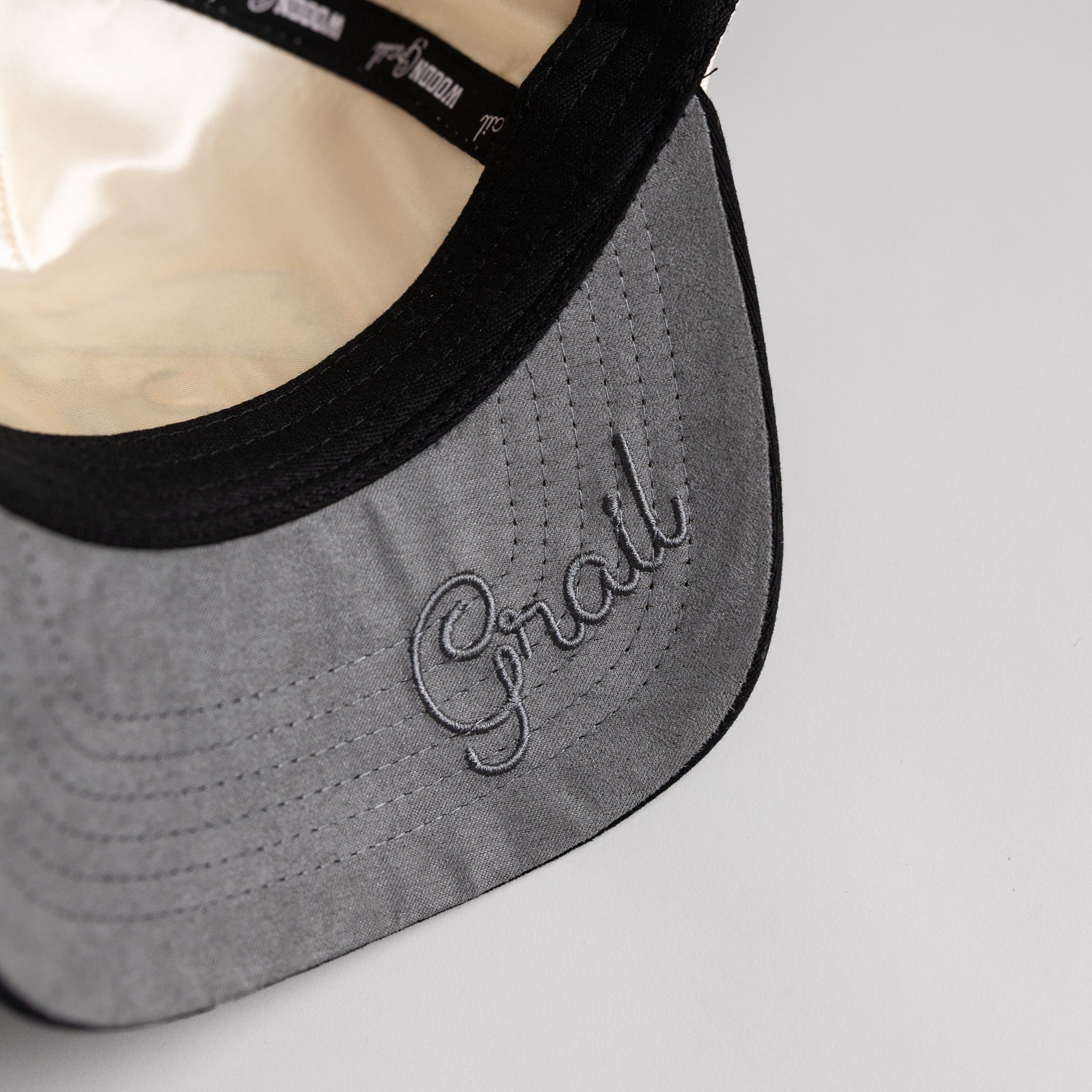 Iowa Hawkeyes Hat Cream & Black Suede Full Stadium - Underbrim Detail