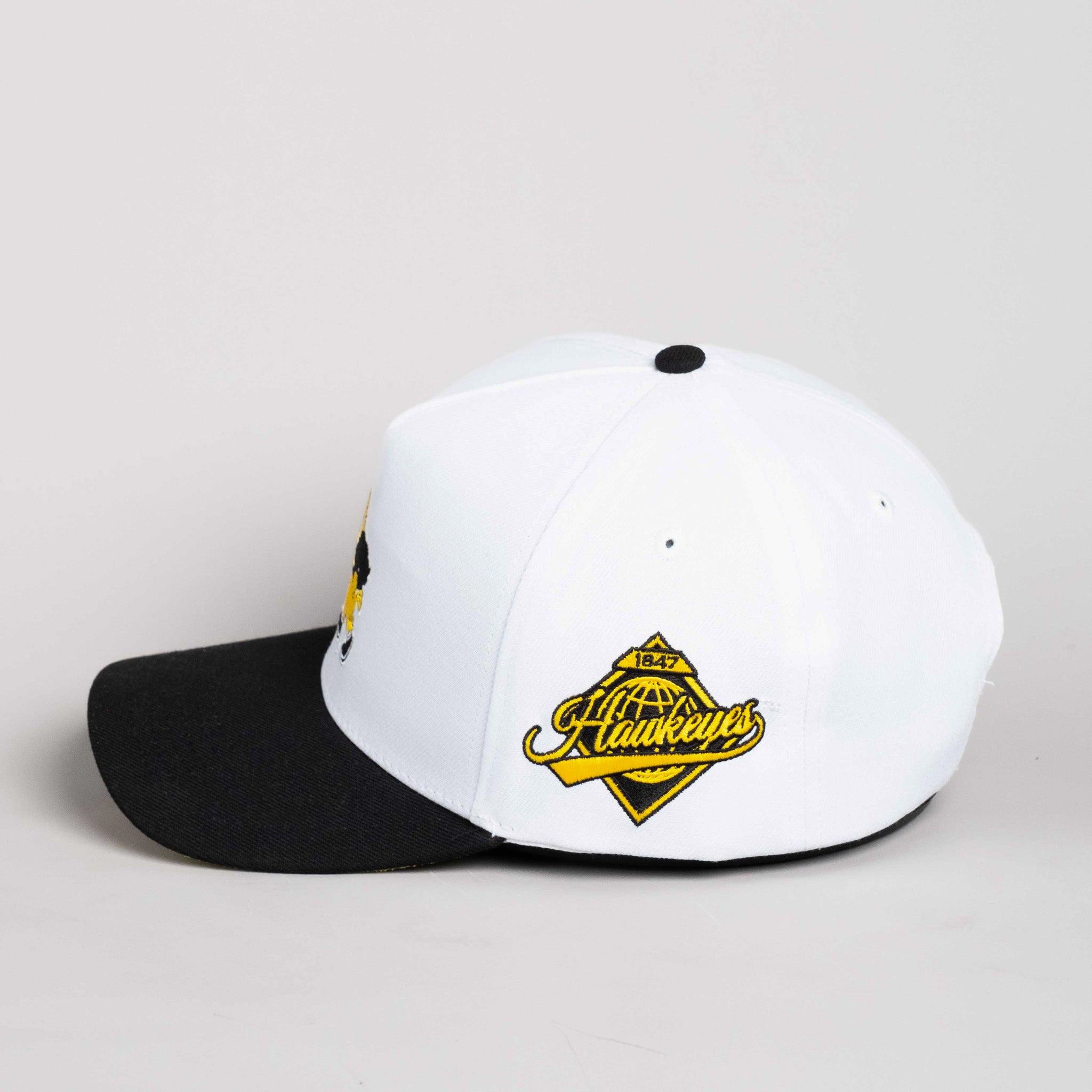 Iowa Hawkeyes Hat White & Black Color Splash Snapback - Side Patch