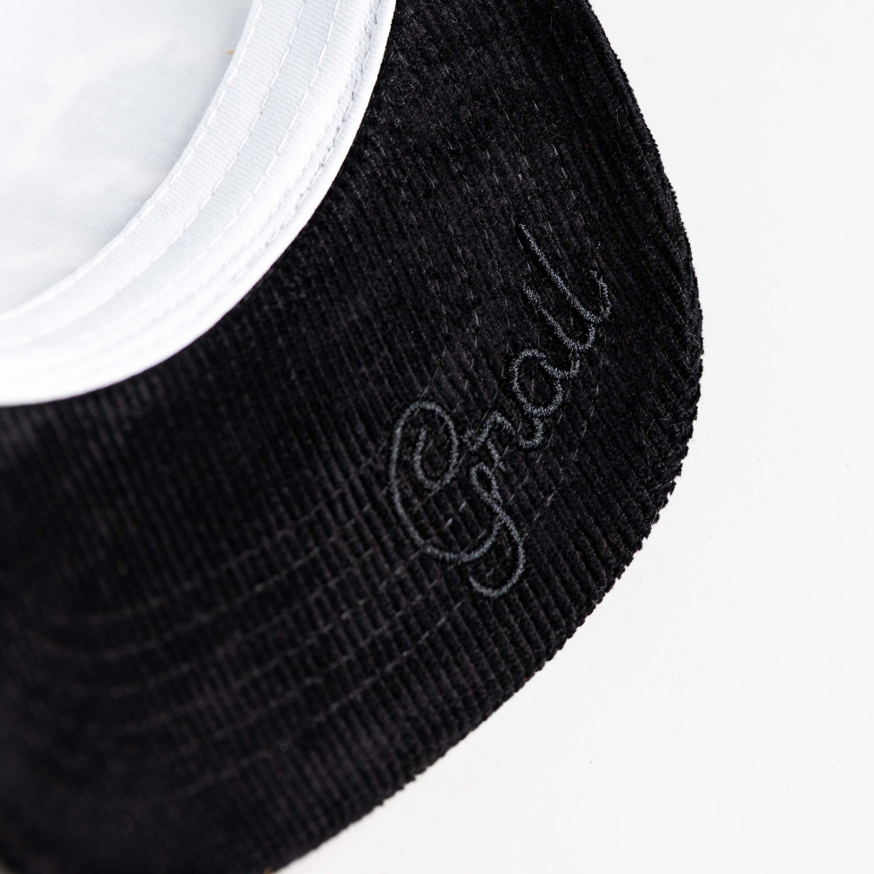 Iowa Hawkeyes Hat White & Black Corduroy Stadium Pulse Snapback - Underbrim Detail