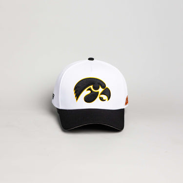 Iowa Hawkeyes Hat White & Black Side Stadium Snapback - Front Panel