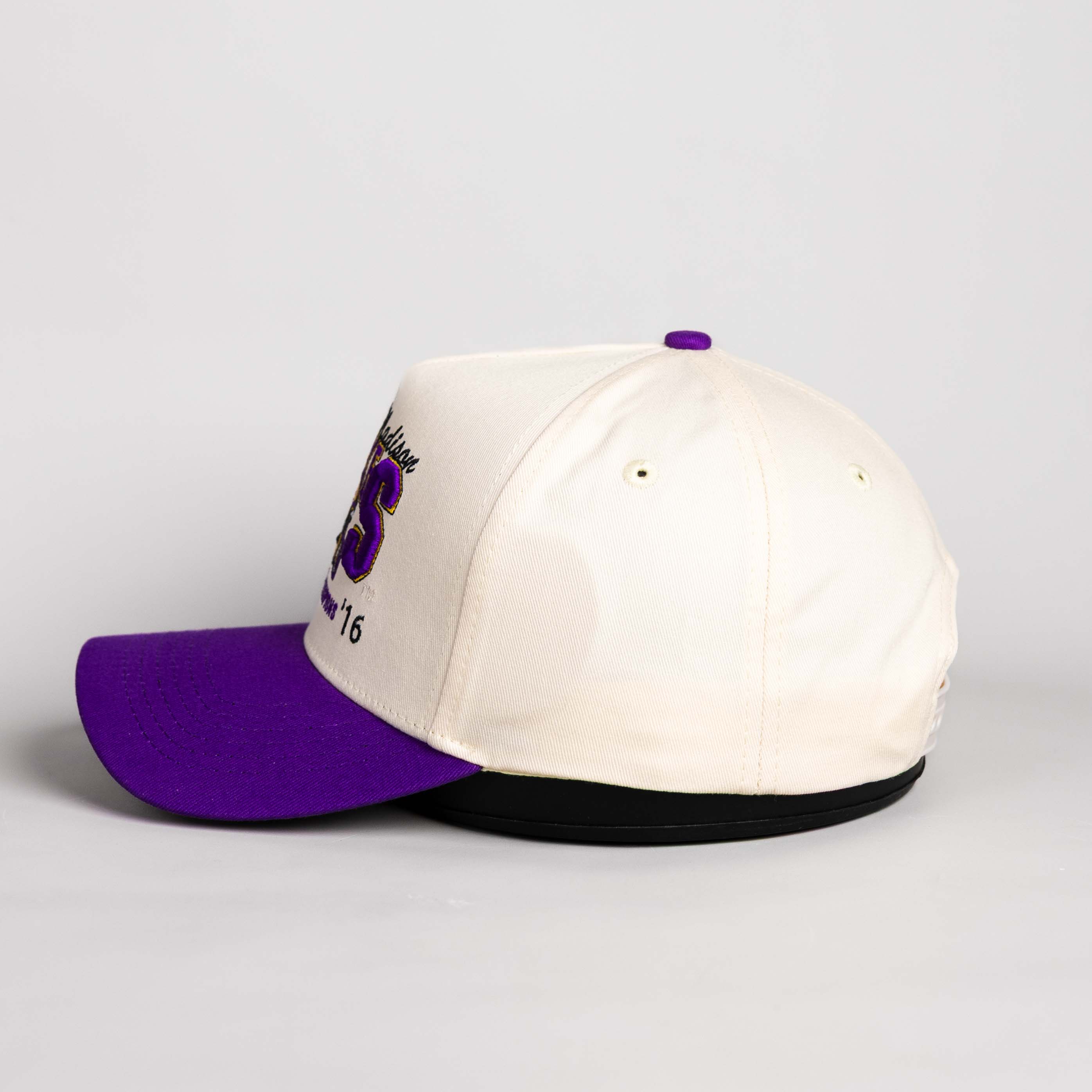 James Madison Dukes Hat Cream and Purple Natty Snapback - Back View