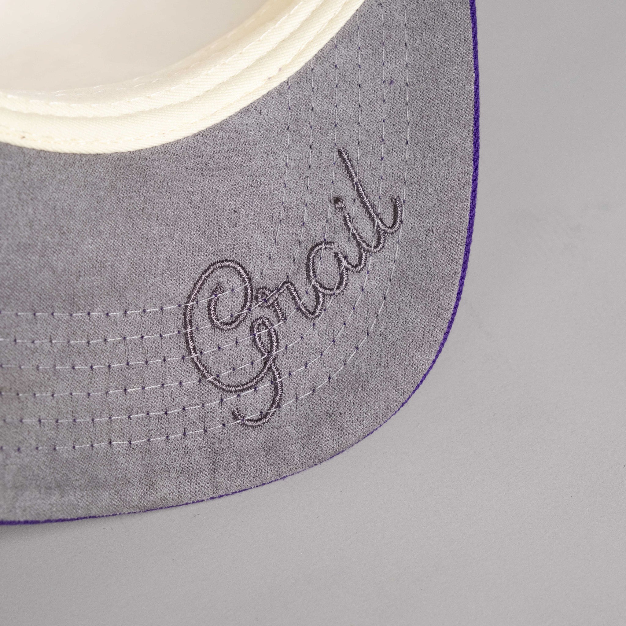 James Madison Dukes Hat Cream & Purple Side Stadium Snapback - Underbrim Detail