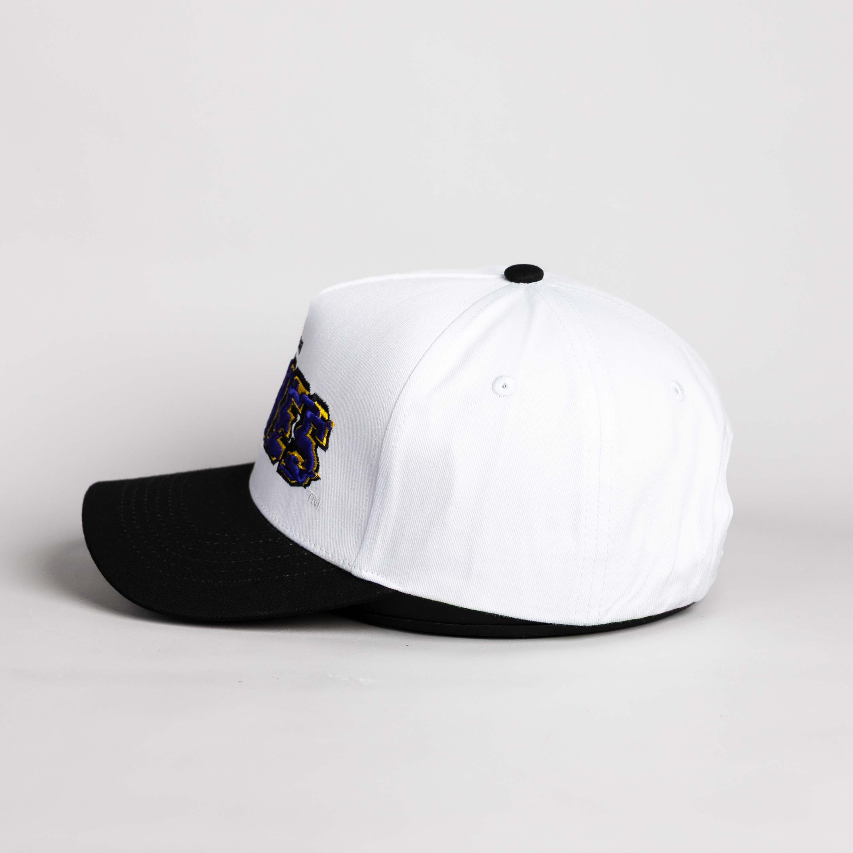 James Madison Dukes Hat White & Black Corduroy Stadium Pulse Snapback - Side View