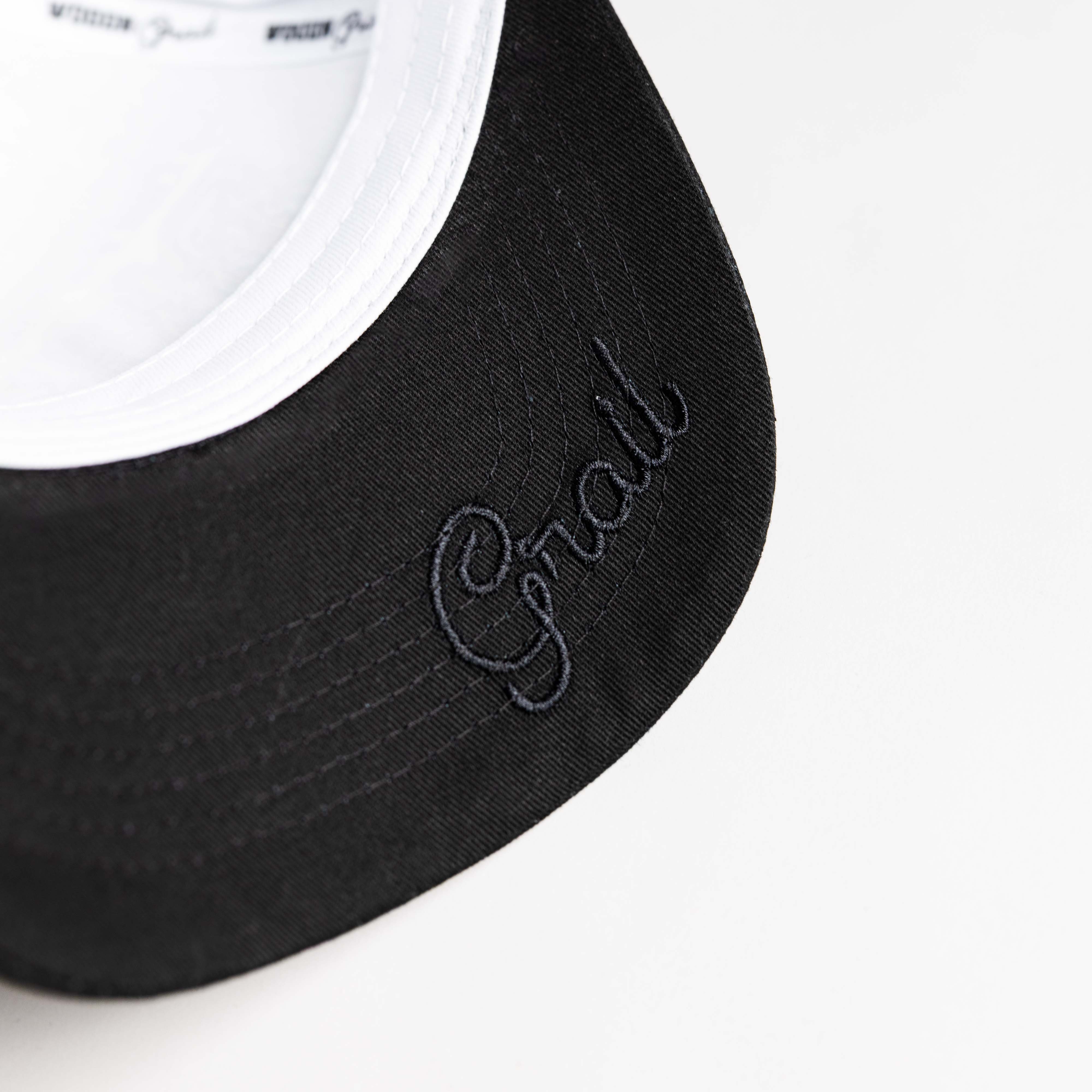 James Madison Dukes Hat White & Black Corduroy Stadium Pulse Snapback - Underbrim Detail