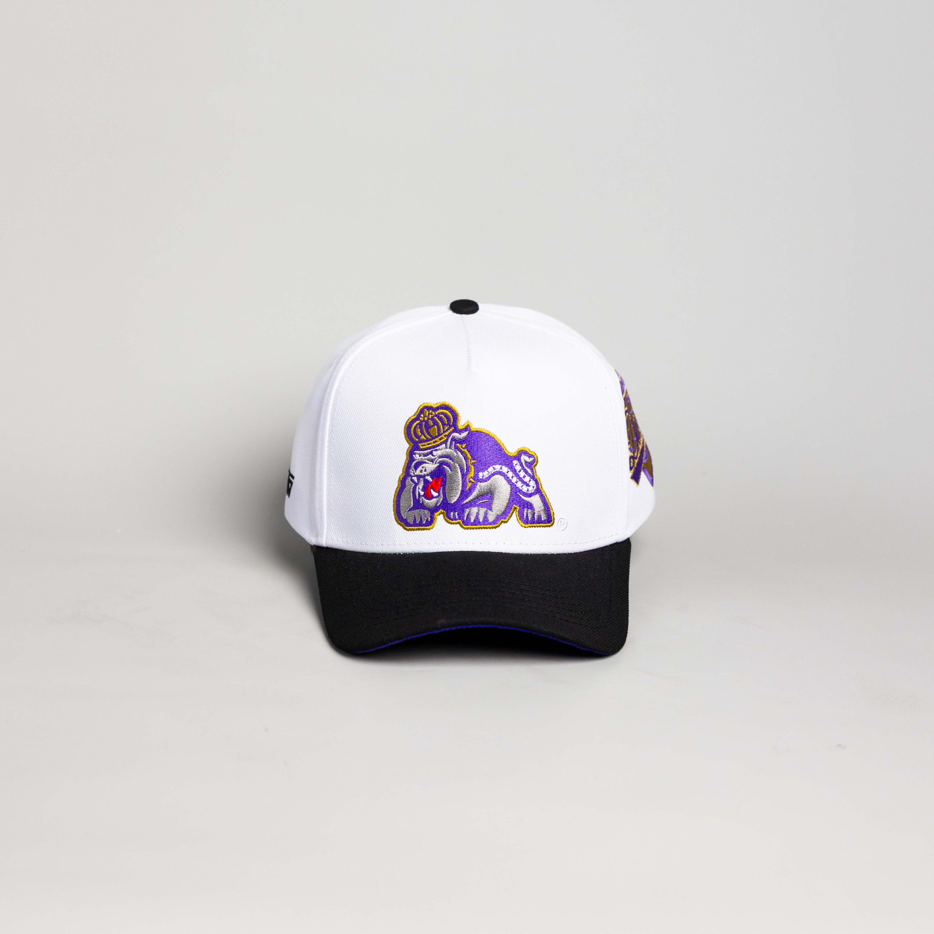 James Madison Dukes Hat White & Black Suede Color Splash - Front Panel