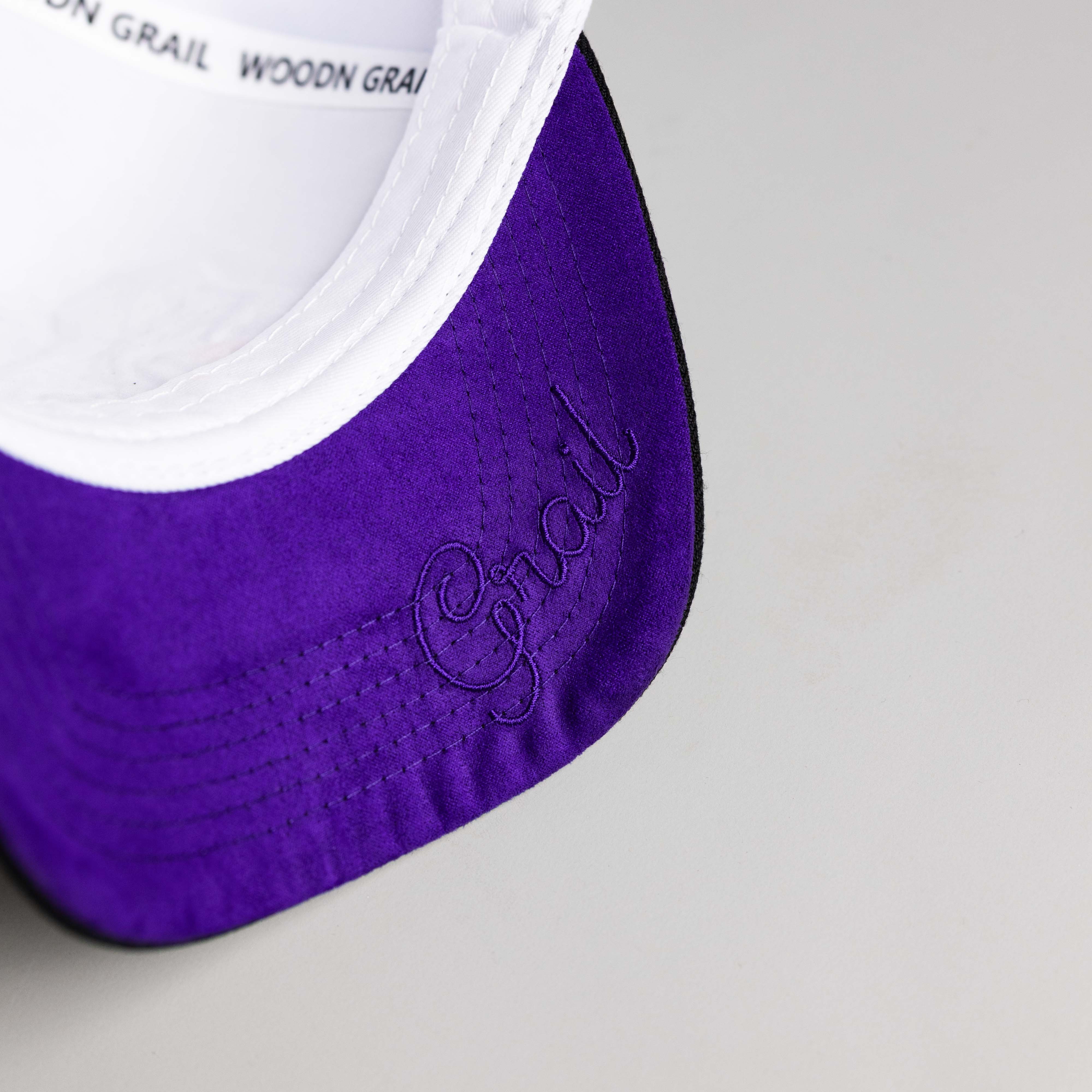 James Madison Dukes Hat White & Black Suede Color Splash - Underbrim Detail