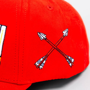 Kansas City Hat All Red Suede Snapback - Side Arrows Patch