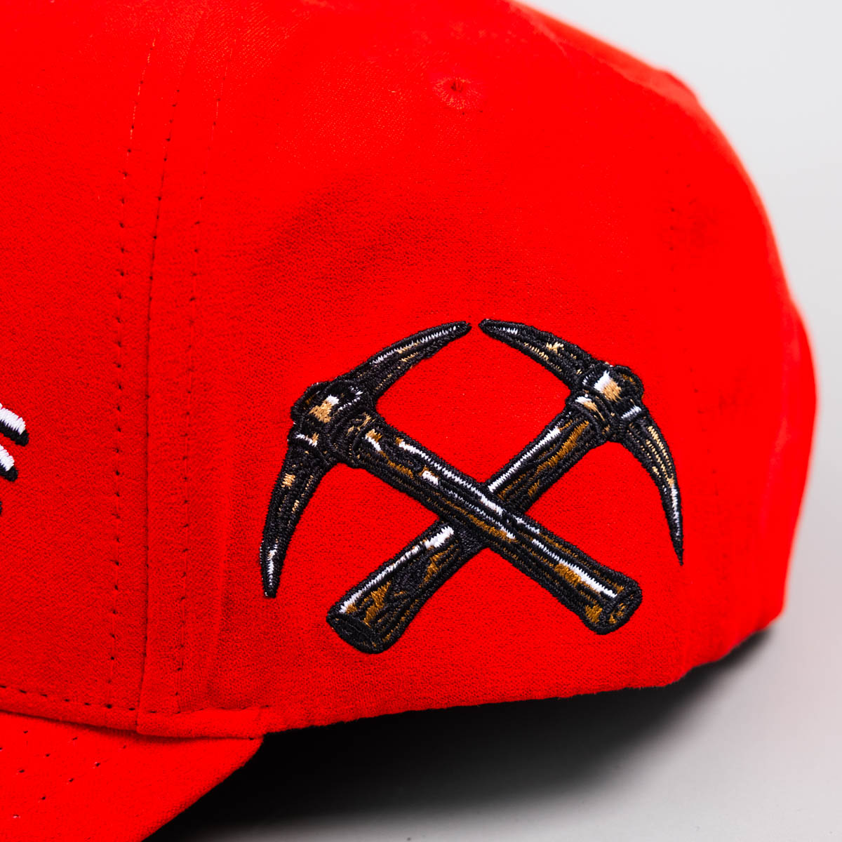 Kansas City Hat All Red Suede Snapback - Side Pickaxe Patch