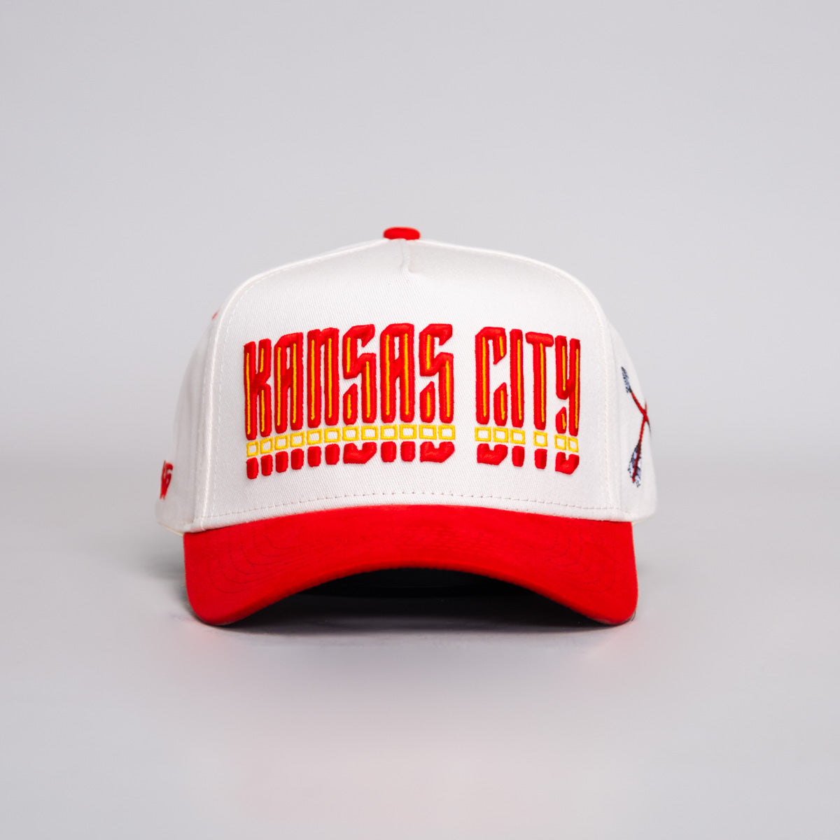 Kansas City Hat Cream and Red Suede Snapback - Front Panel