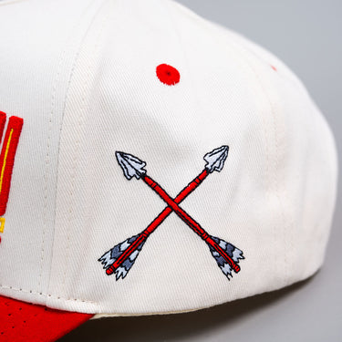 Kansas City Hat Cream and Red Suede Snapback - Side Patch