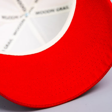 Kansas City Hat Cream and Red Suede Snapback - Underbrim Detail