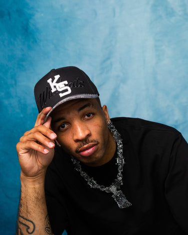 Kansas State Camo Hat - Black with Camo Brim and KS Logo - On Model Lifestyle