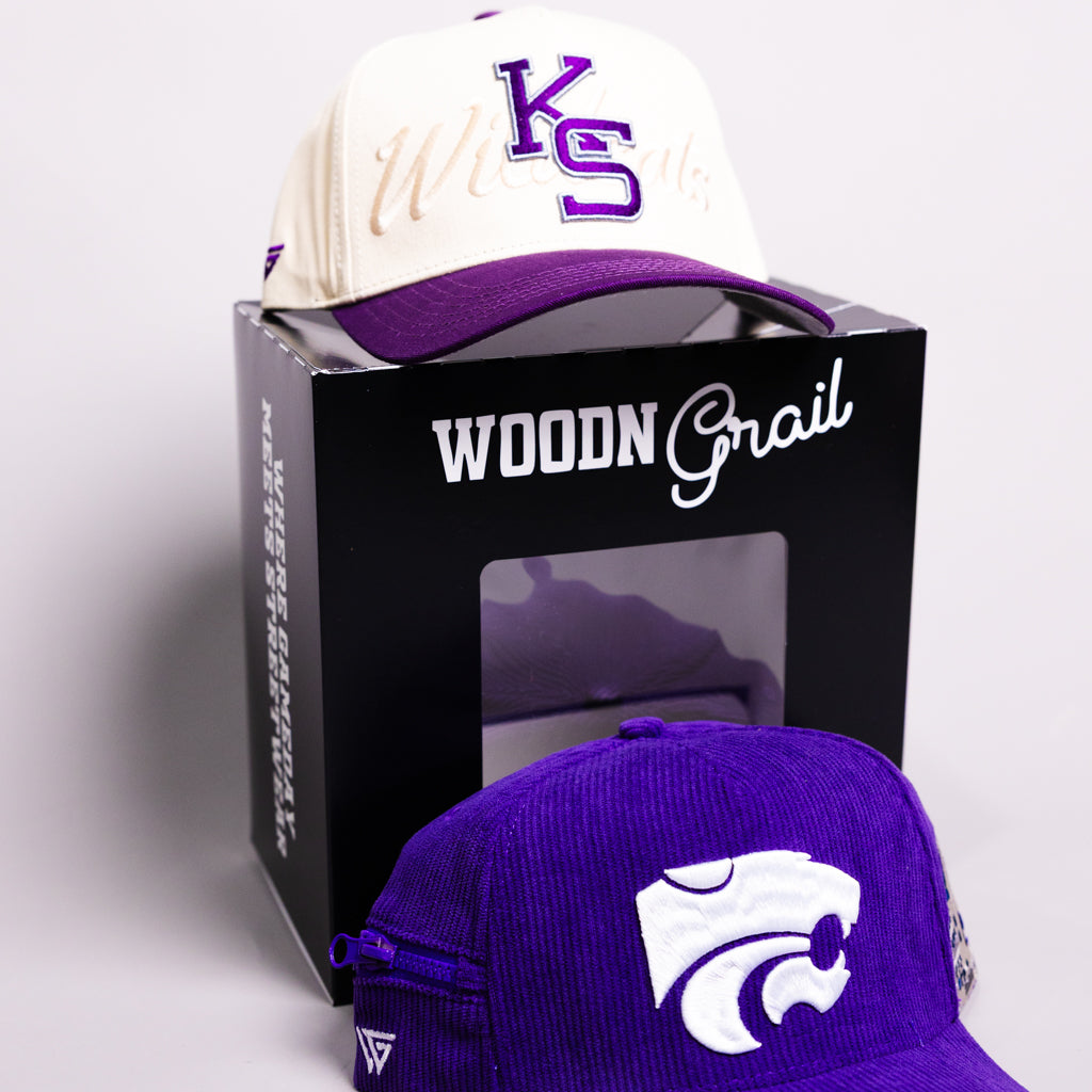 Kansas State Wildcats 2 Hat Bundle Cream & Purple - Angled View